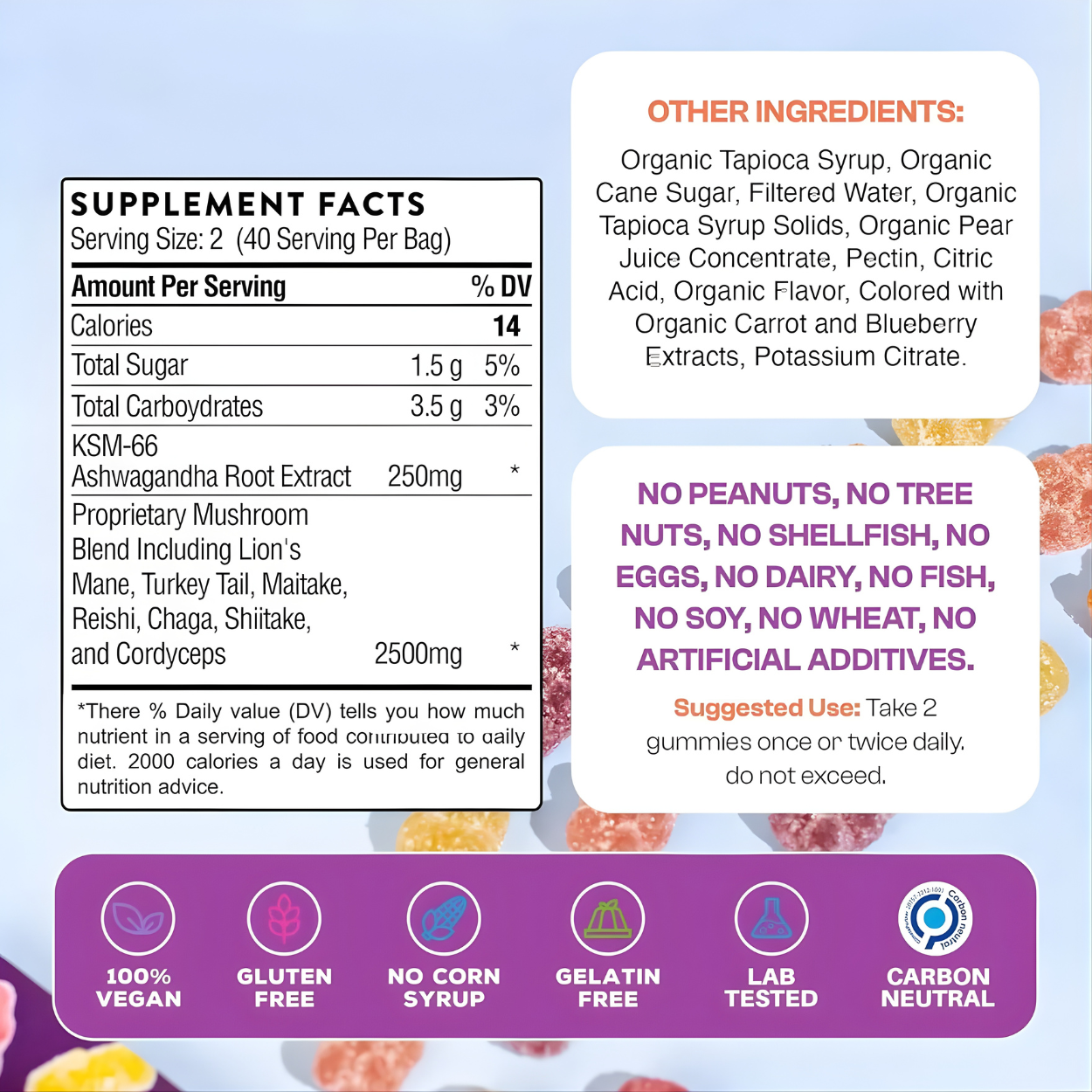 RootedMama™ Mushroom Gummies - 100% Organic Supplement