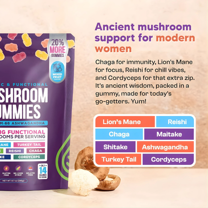 RootedMama™ Mushroom Gummies - 100% Organic Supplement
